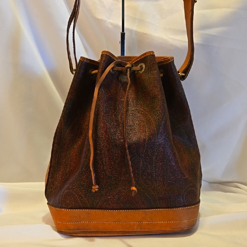 Etro Milano Leather Bucket Tote Bag